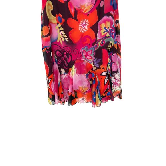 Chico's Skirt Pink Floral Bouquet Whimsical Y2K Fairy Semi Sheer Silk Medium - Picture 7 of 11